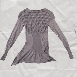 Elegant Gray Knit Sweater Top